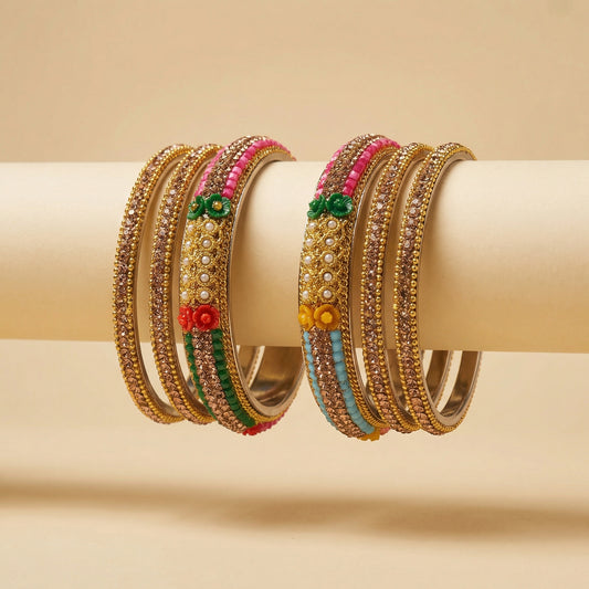 Vibrant Jadau Bangles - Set of 6