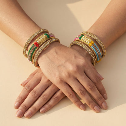 Vibrant Jadau Bangles - Set of 6