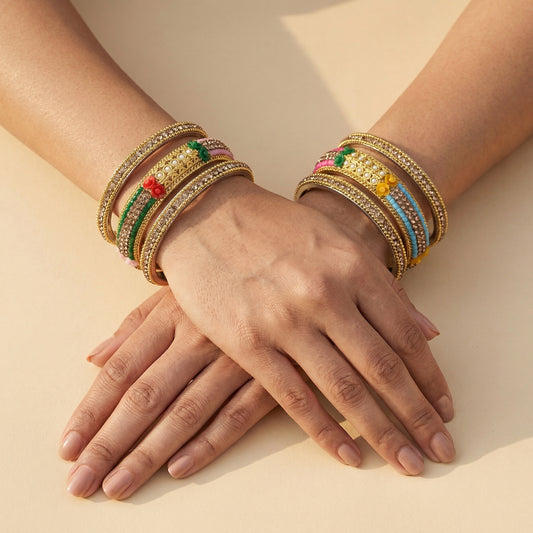 Vibrant Jadau Bangles - Set of 6
