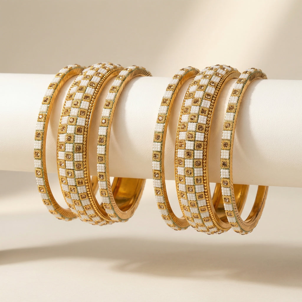Gilded Mosaic Bangles - Set of 6