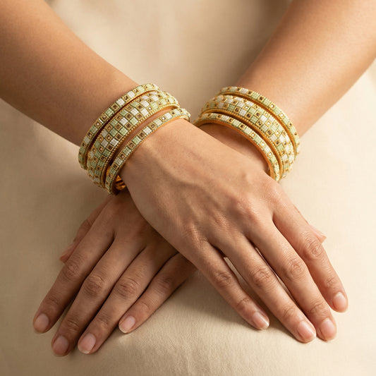 Gilded Mosaic Bangles - Set of 6