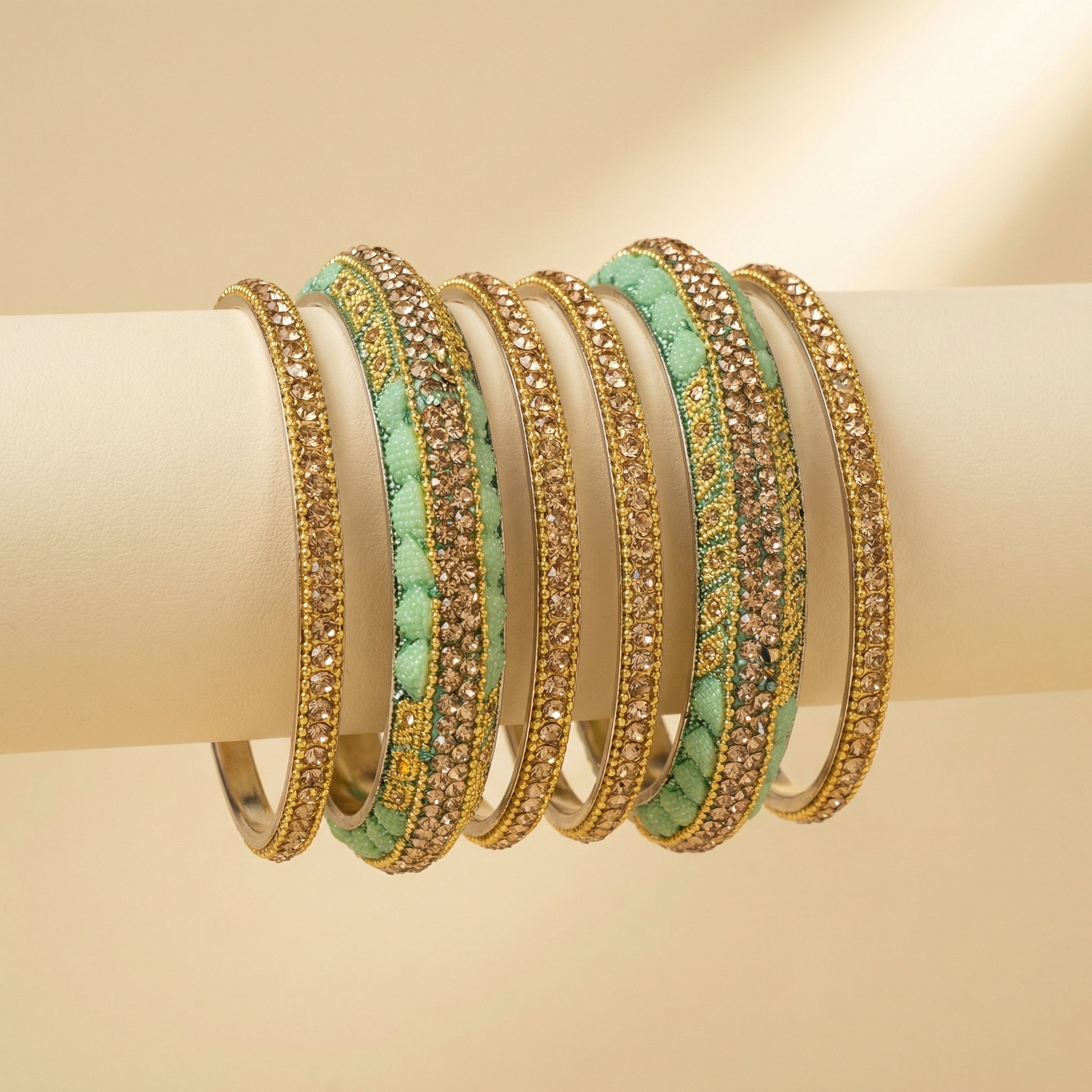 Champagne Mint Bangle - Set of 6
