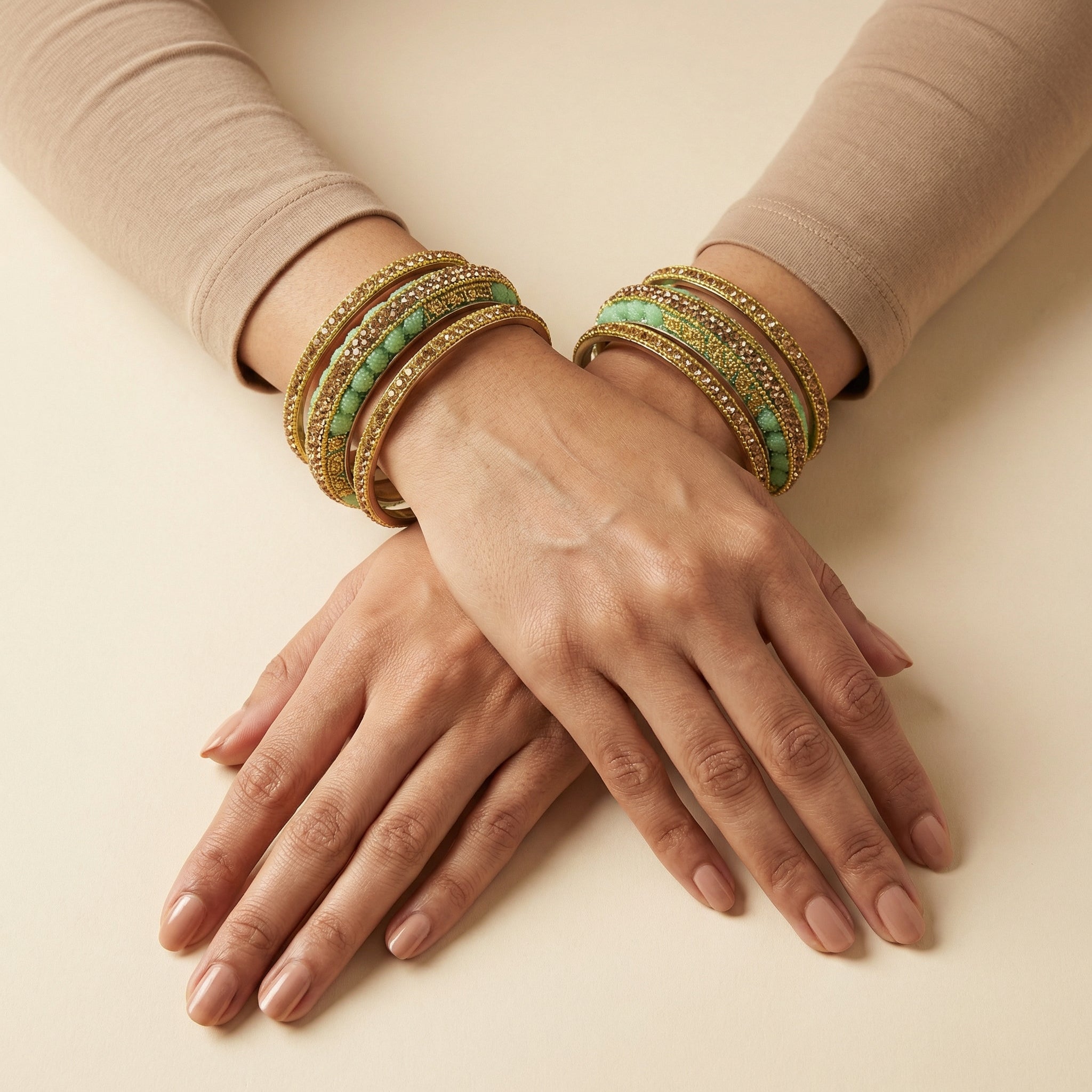 Champagne Mint Bangle - Set of 6