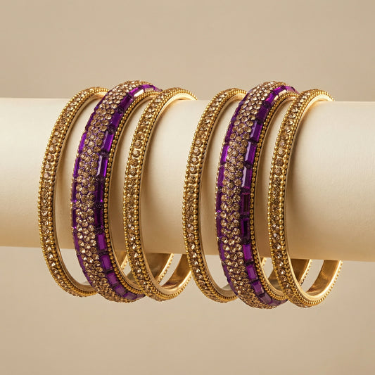 Amethyst Luxe Bangles - Set of 6