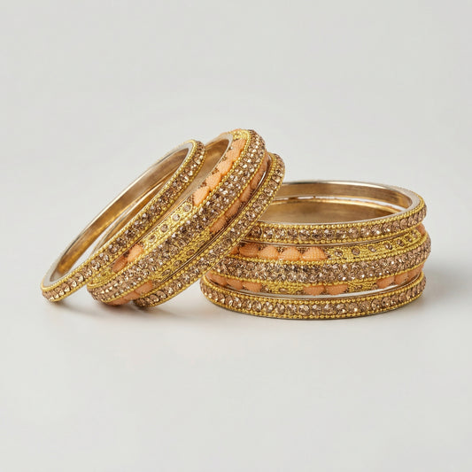 Gilded Coral Bangles - Set of 6
