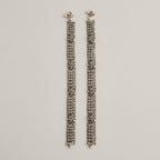 Oxidized Floral Payal detail showing infinity-link band ghungroo bells and textured floral studs
