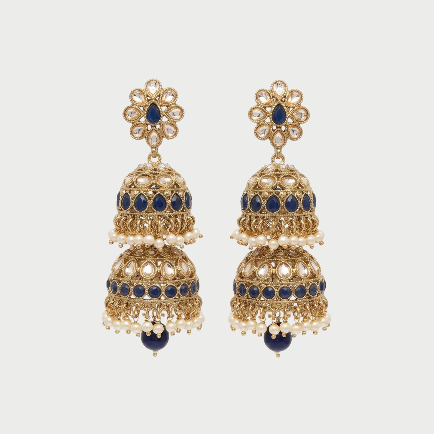 Sapphire Noor Pearl Jhumkas