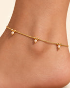 Close detail of Sia Pearl Anklets with pearl drops and bead details