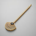 Pearl Onyx Tikka gold maang tikka with black oval fan pendant