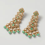 Panna Cascade Earrings detail showing stacked tiers and pearl fringe