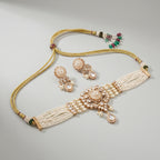 Kundan White Bead Necklace Set