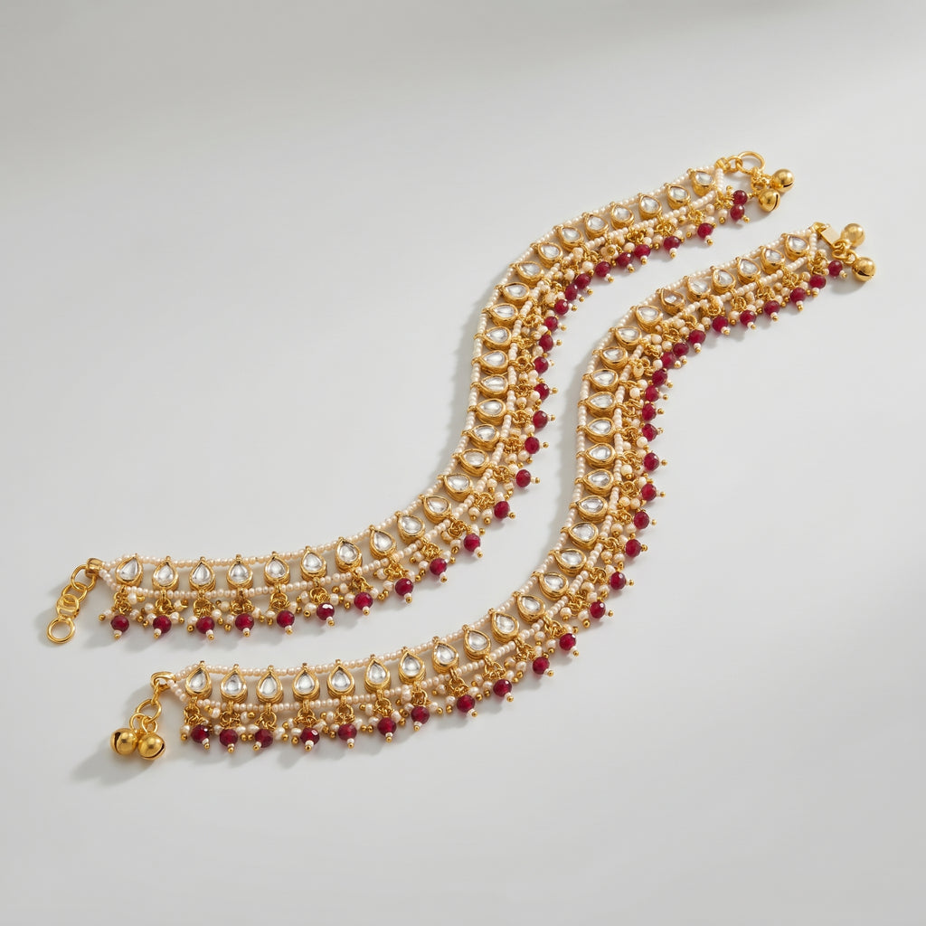 Kundan Ruby Anklet