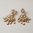 Rani Pink Earrings detail showing pink stones and crystal lattice body