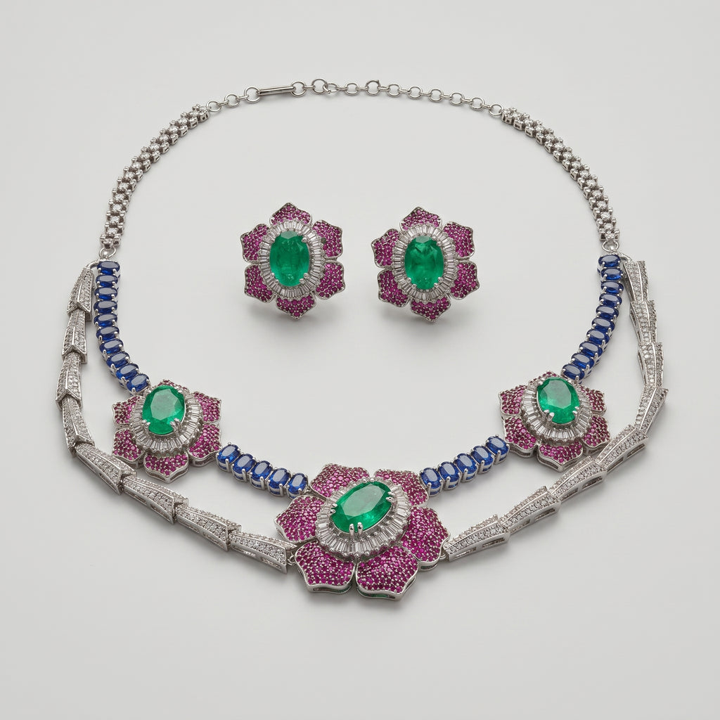 Triveni Emerald Set