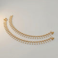 Roshni Anklet pair of gold-tone kundan fringe payals with ghungroo bells