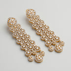 Rani Cascade Earrings detail showing stacked circle tiers and triple teardrop dangles