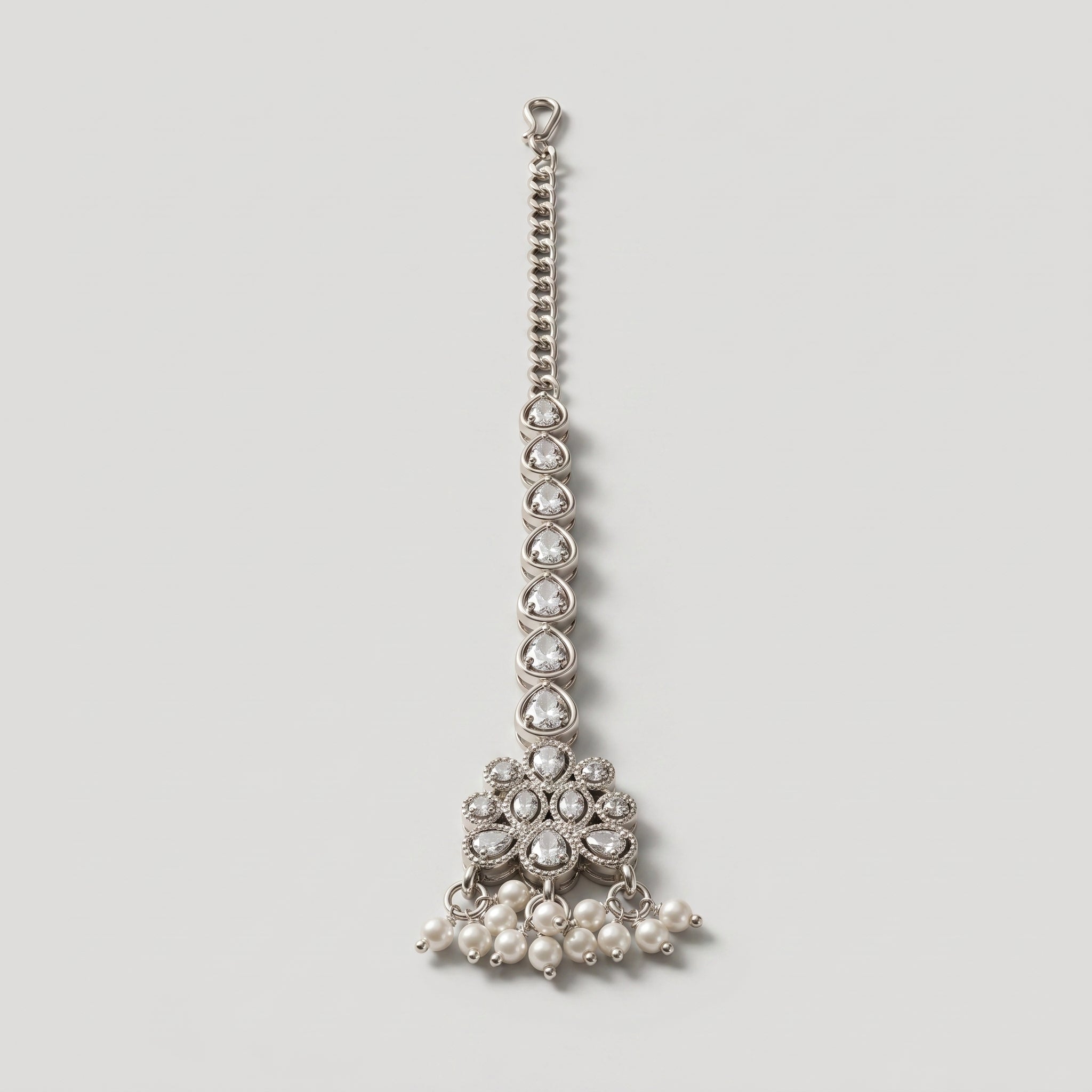 Zara Crystal Tikka detail showing mandala pendant and pearl drops