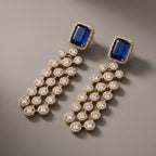 Neelam Drop Earrings detail showing triple cascading crystal columns