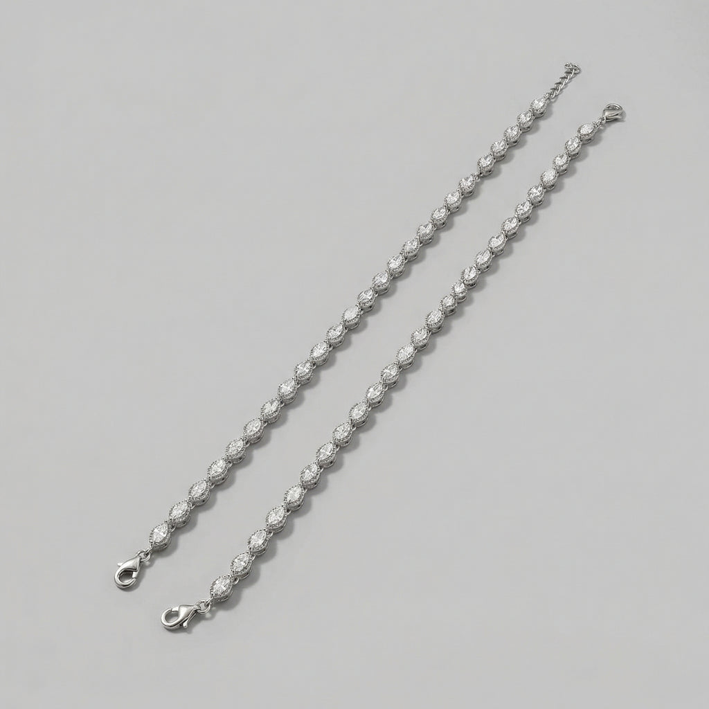 Noor Anklet detail of teardrop stone settings and clasp