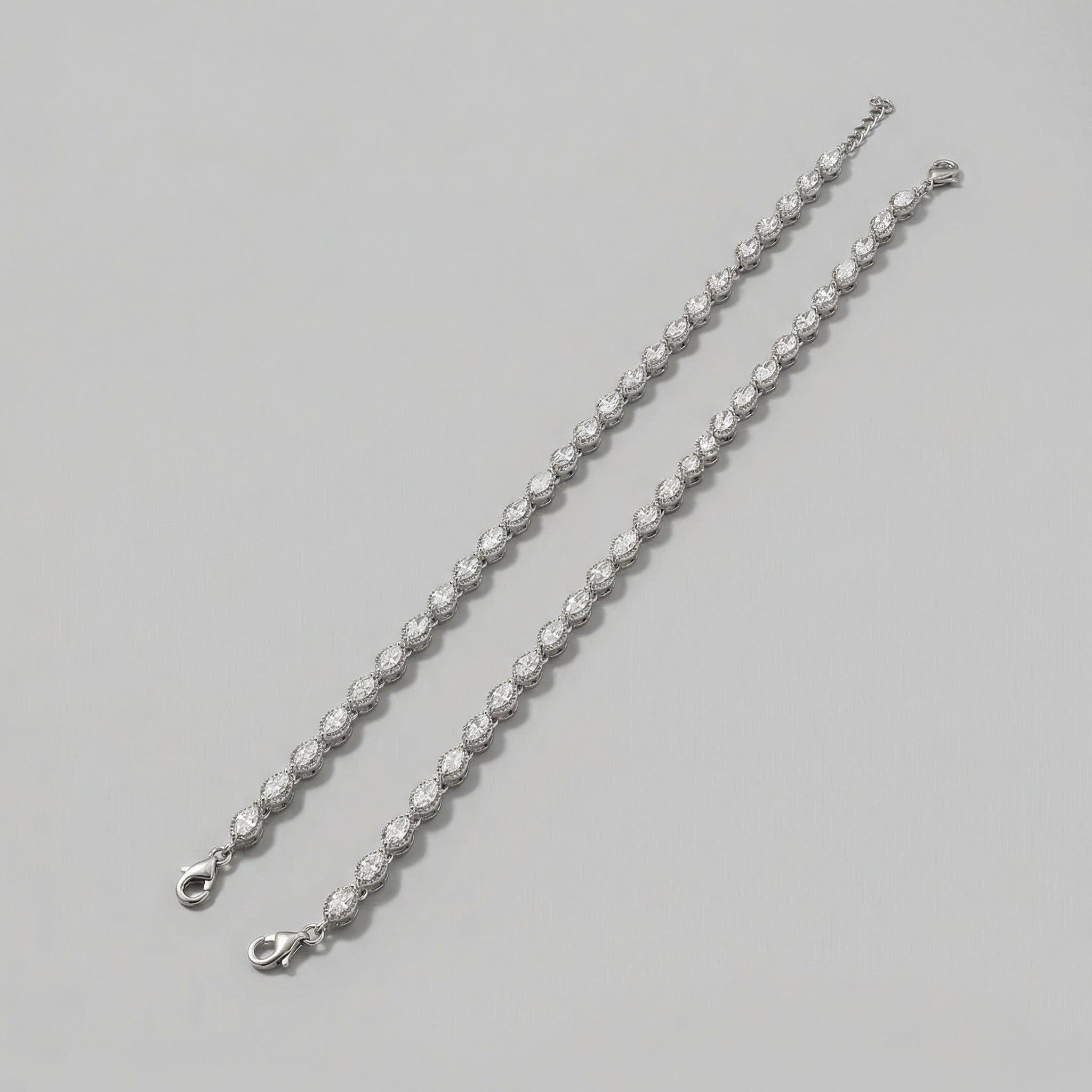 Noor Anklet detail of teardrop stone settings and clasp