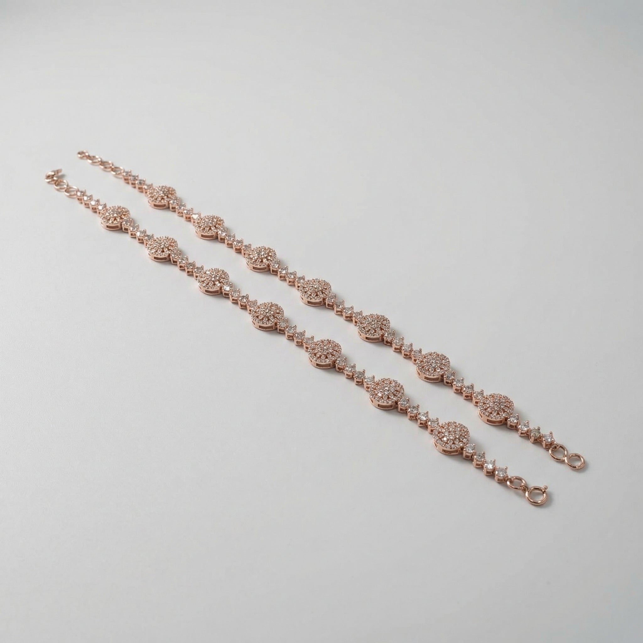 Sia Star Anklet detail of crystal-set circular links and clasp