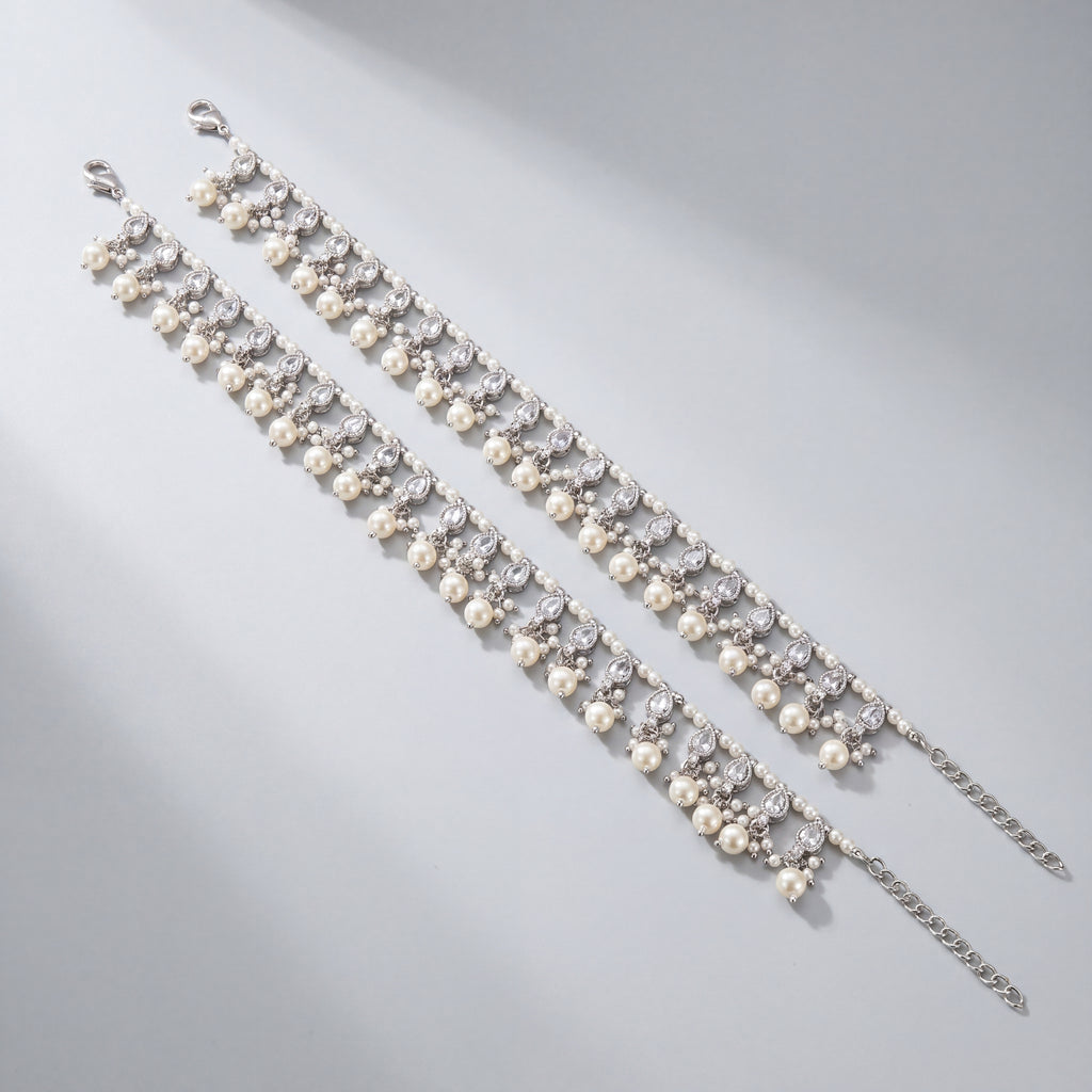 Pearl Crystal Anklets