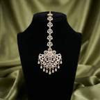 Crescent Lace Tikka detail of openwork lattice pendant and nine teardrop dangles