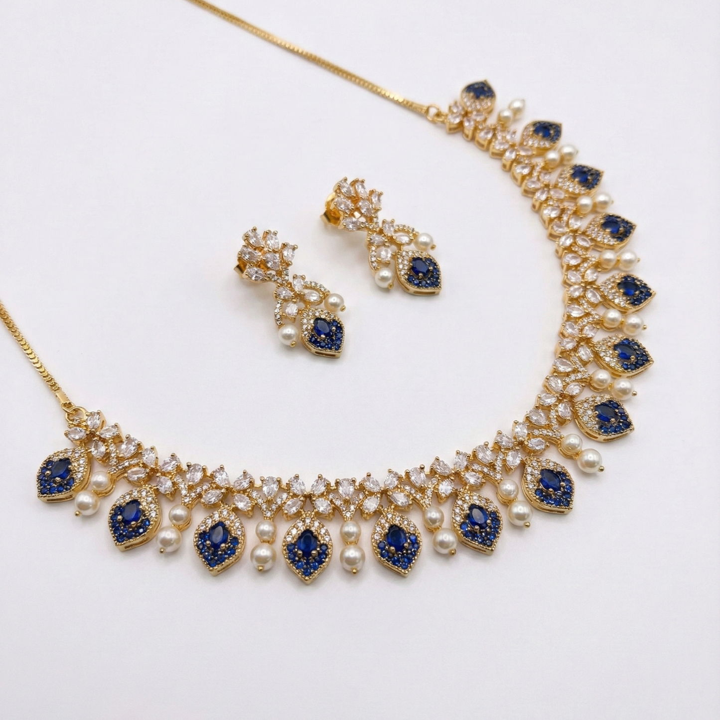 Azure Pearl Glow Statement Set