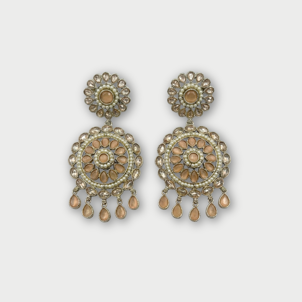 Noor Mandala Drop Earrings gold-plated drop earrings for Indian bridal and festive wear
