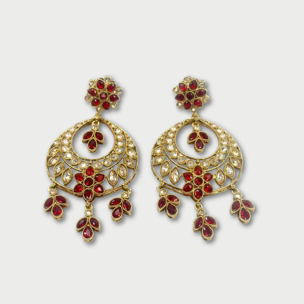 Laal Noor Chandbali Earrings gold-plated chandbali earrings for Indian bridal and festive wear