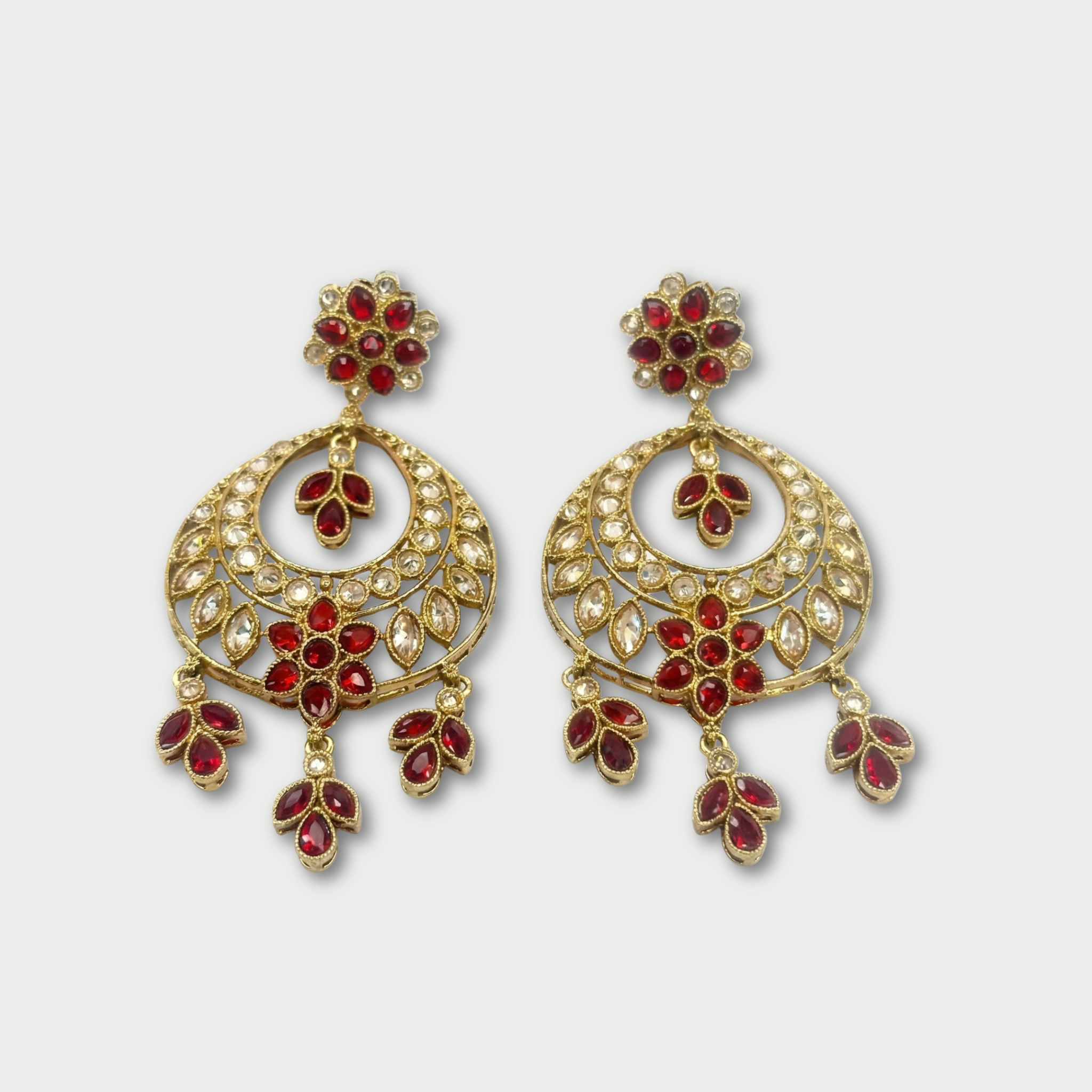 Laal Noor Chandbali Earrings gold-plated chandbali earrings for Indian bridal and festive wear