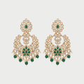 Emerald Polki Chandelier Earrings gold-plated chandelier earrings for Indian bridal and festive wear