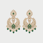 Emerald Polki Chandelier Earrings gold-plated chandelier earrings for Indian bridal and festive wear