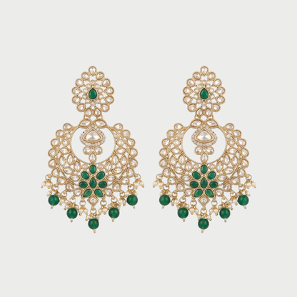 Emerald Polki Chandelier Earrings